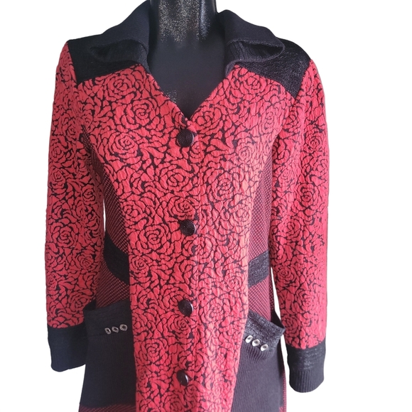 Vintage Zoe red/black floral patterned dress - Picture 2 of 8